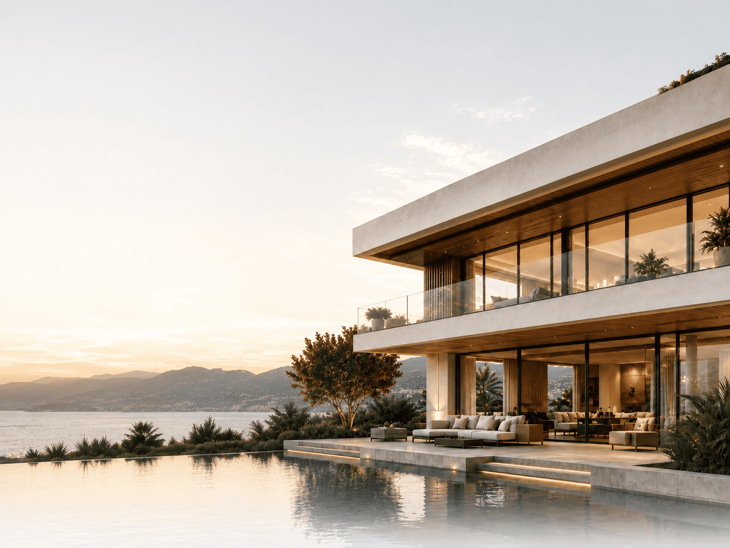Contemporary luxury residence overlooking the water