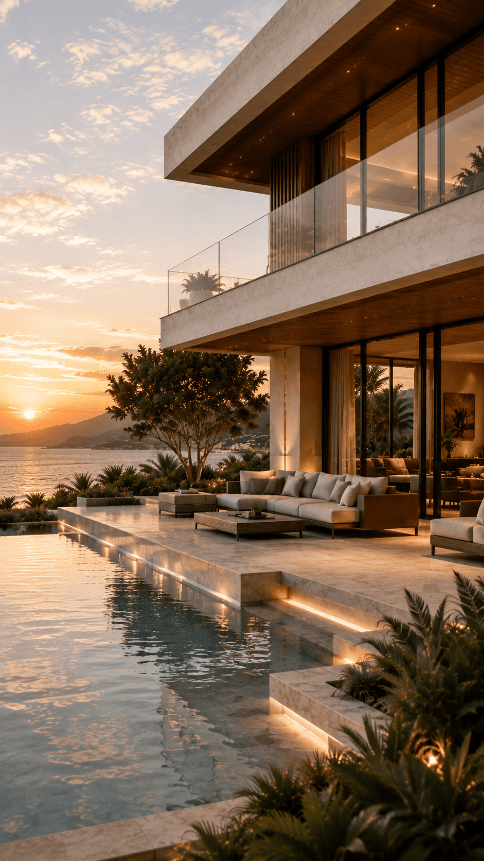 Poolside detail of a contemporary residence