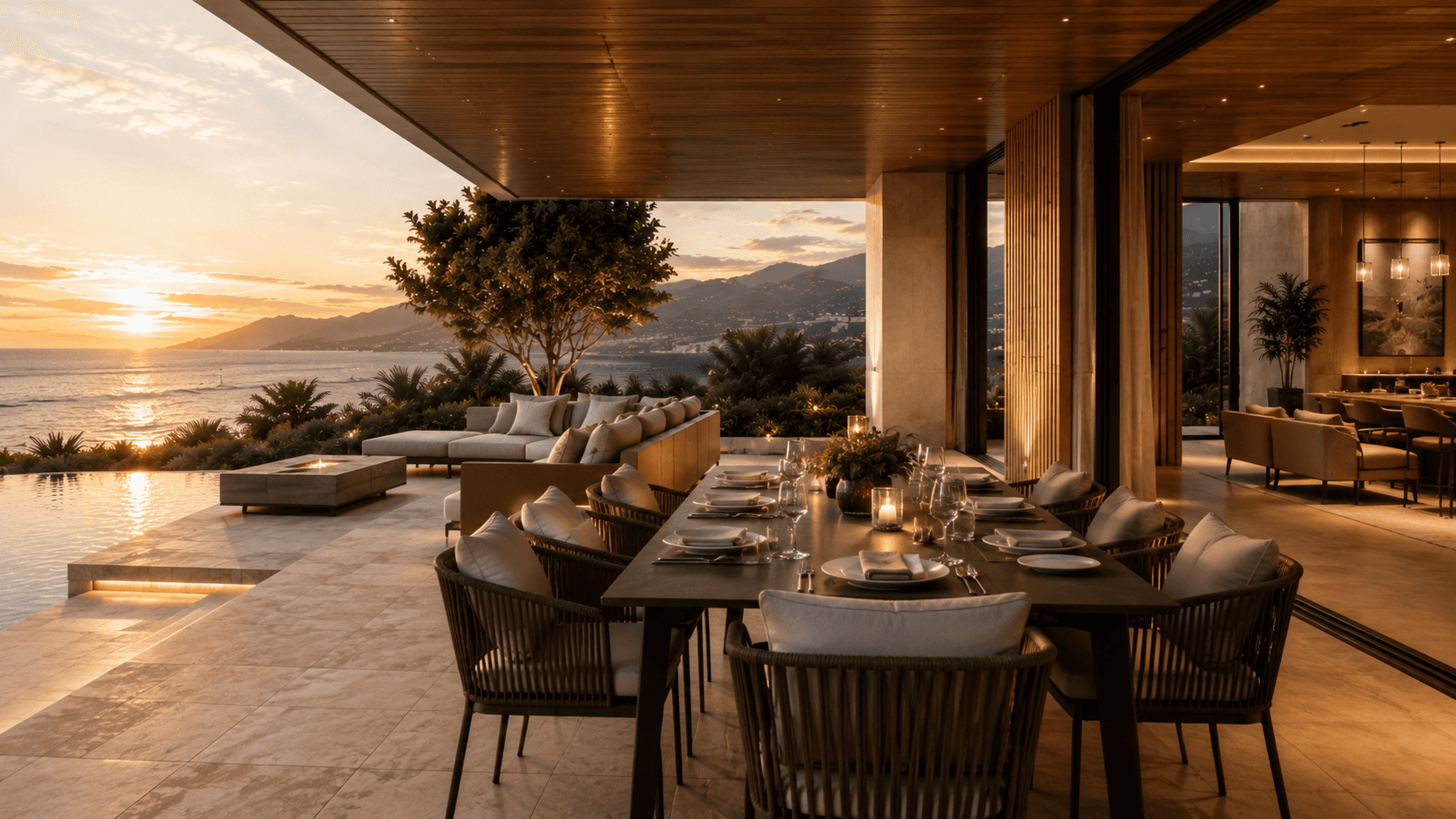 Sunset terrace with ocean view